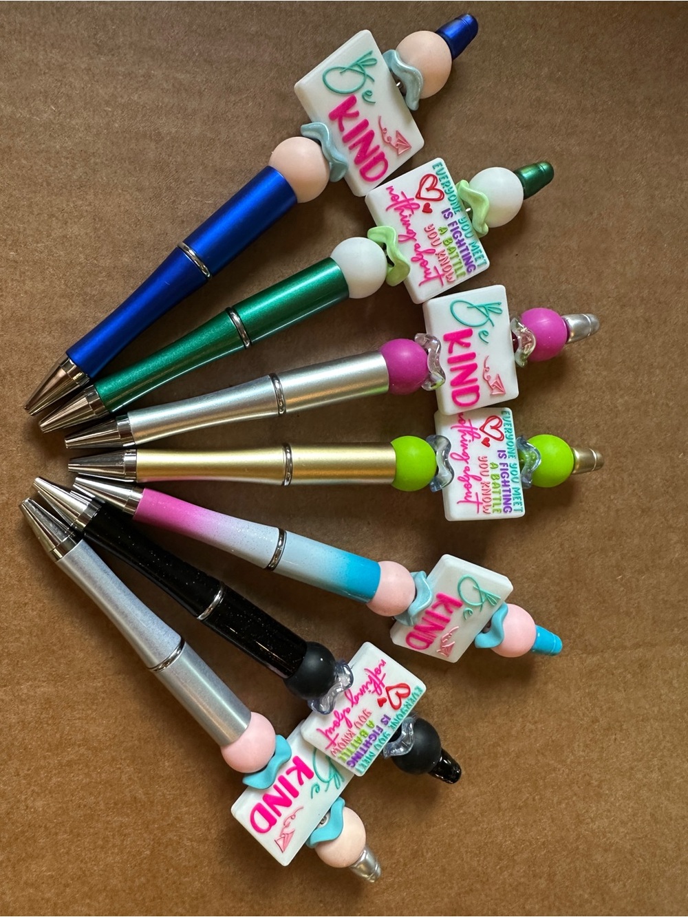 Be Kind Decorative beaded Pens 
7 Assorted Colors